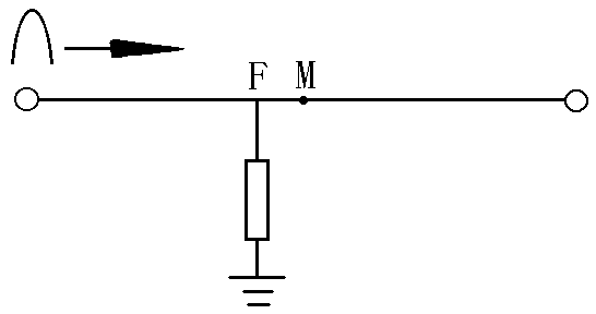 電纜中點(diǎn)之前的低阻故障脈沖反射波形